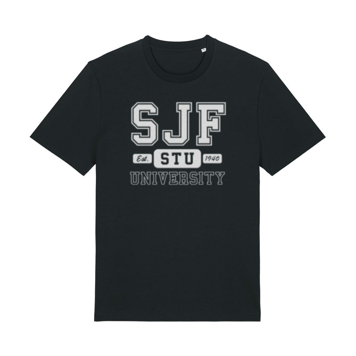 Čierne tričko SJF STUBA z organickej bavlny – fakultný merch STU