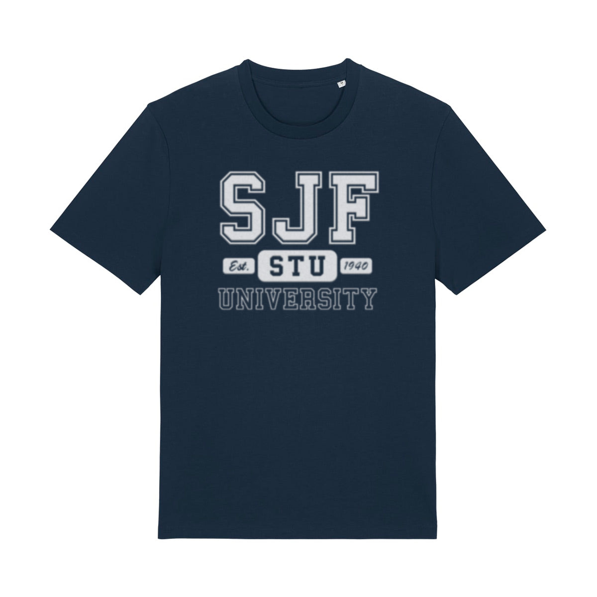 Tmavomodré tričko SJF STUBA z organickej bavlny – fakultný merch STU