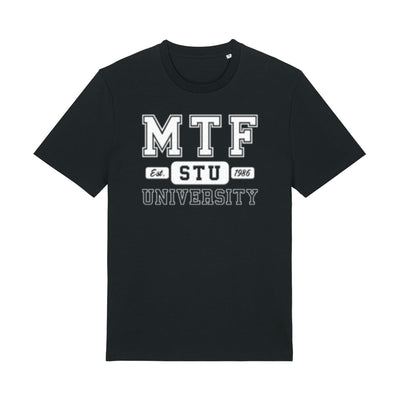 Čierne tričko MTF STUBA z organickej bavlny – fakultný merch STU