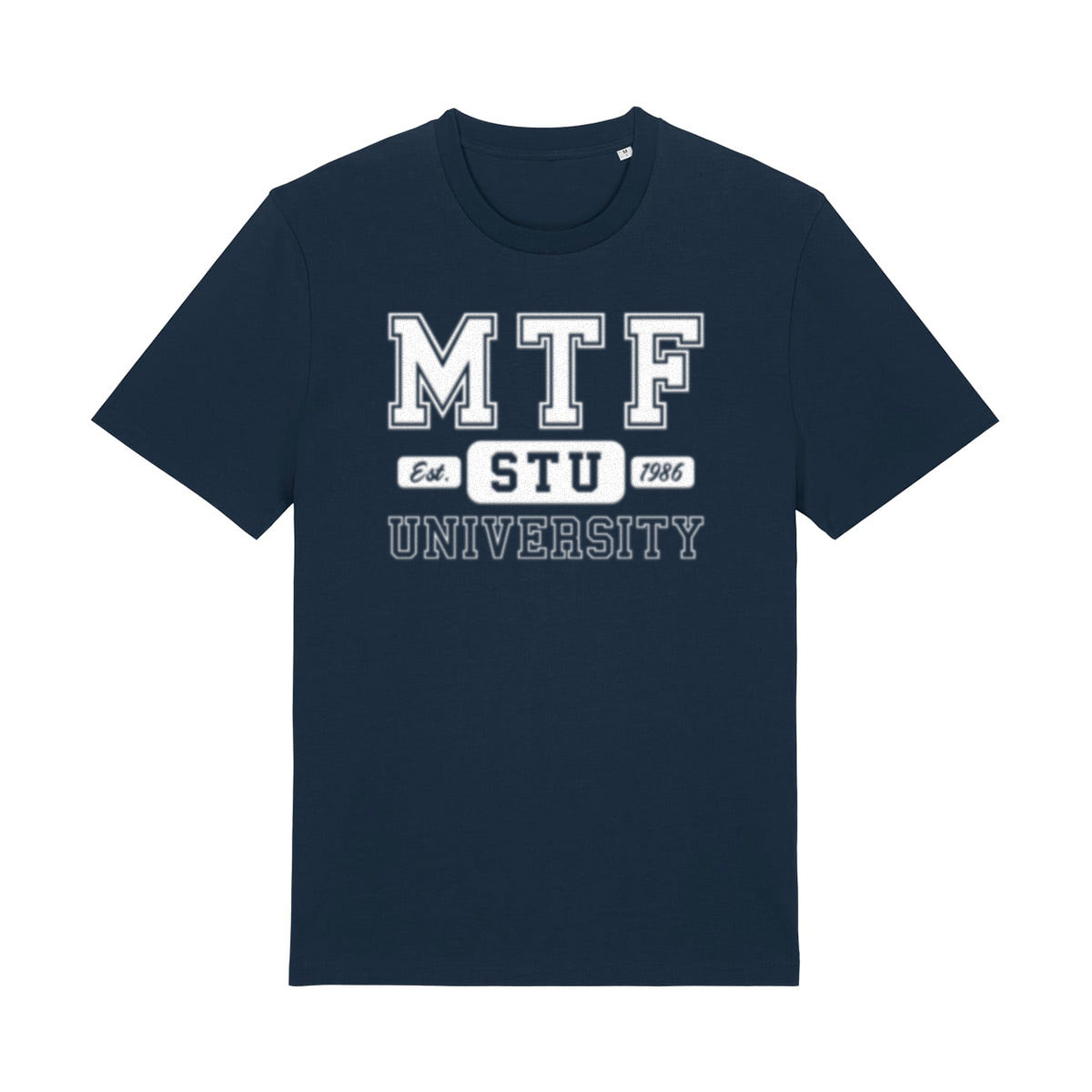Tmavomodré tričko MTF STUBA z organickej bavlny – fakultný merch STU