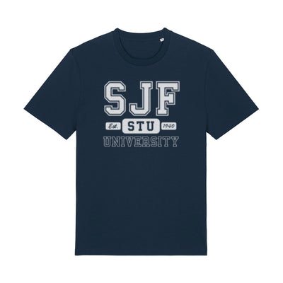Tmavomodré tričko SJF STUBA z organickej bavlny – fakultný merch STU