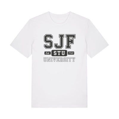 Biele tričko SJF STUBA z organickej bavlny – fakultný merch STU