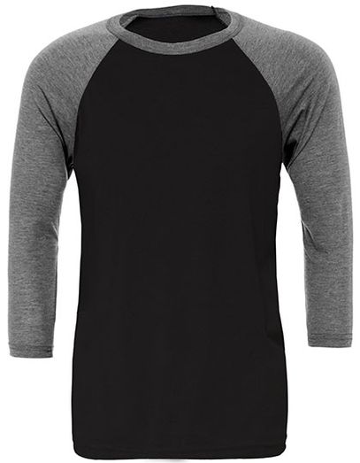 Unisex 3/4 Sleeve Baseball T-Shirt - Black